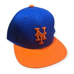 New Era NY Mets Blue Snapback Hat with Orange Flat Bill Adjustable New